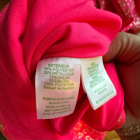 Lilly Pulitzer Shannje Dress Hot Pink and Gold size: 8 - Picture 9 of 9